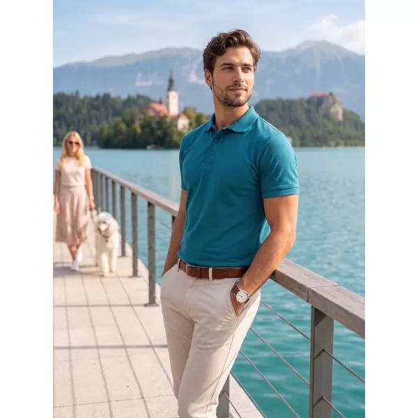  Herren-T-Shirt mit Kragen ALTISPORT NoPrint NP/ALM302 DUNKLES TÜRKIS 