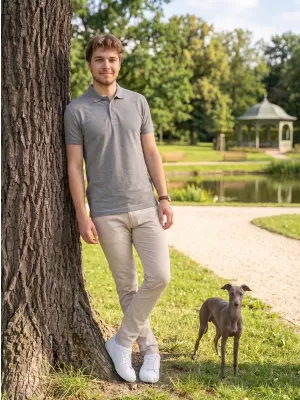 Herren-T-Shirt mit Kragen ALTISPORT NoPrint NP/ALM302 DUNKELGRAUE HIGHLIGHTS