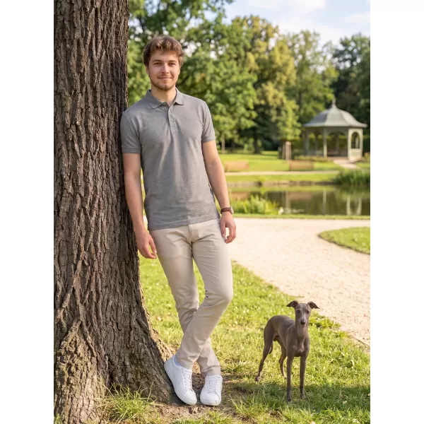  Herren-T-Shirt mit Kragen ALTISPORT NoPrint NP/ALM302 DUNKELGRAUE HIGHLIGHTS 
