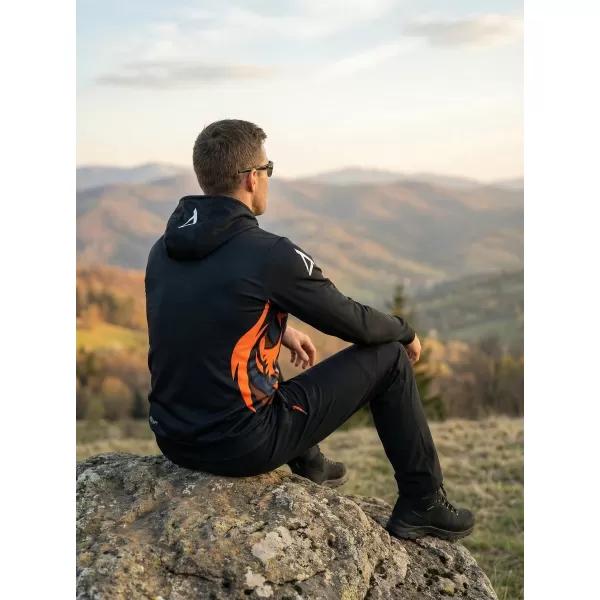  Hochwertiges Funktions-Sweatshirt für Herren ALTISPORT VOJ/ALM029MI01 SCHWARZ-ORANGE 