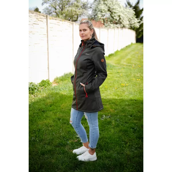  Softshell-Mantel für Damen ALTISPORT CIARA KHAKI/ROT 