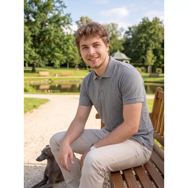  Herren-T-Shirt mit Kragen ALTISPORT NoPrint NP/ALM302 DUNKELGRAUE HIGHLIGHTS 