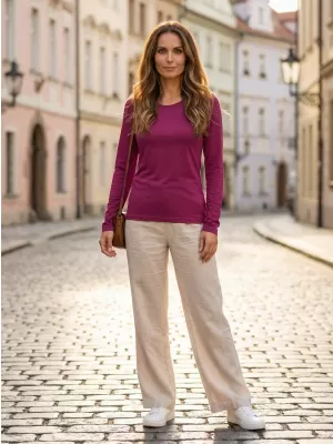 Damen-T-Shirt mit langen Ärmeln ALTISPORT NoPrint NP/ALW931 FUCHSIE