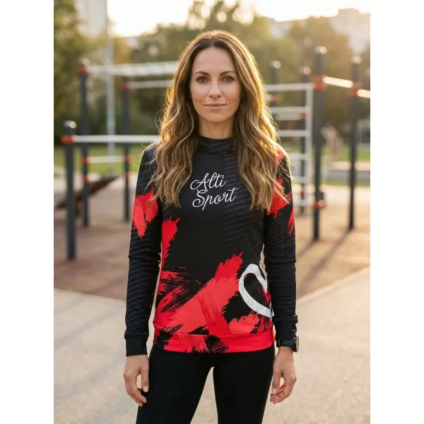  Hochwertiges Funktions-Sweatshirt für Damen ALTISPORT VOJ/ALW027MI01 SCHWARZ ROT 
