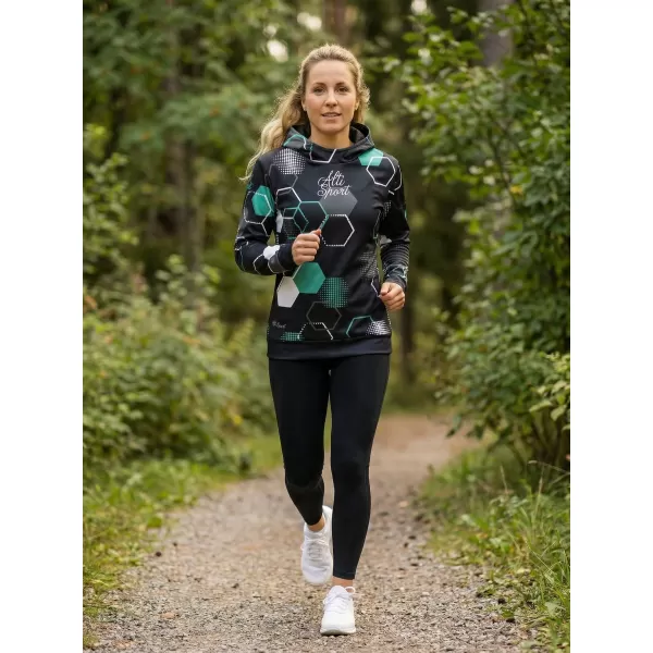  Hochwertiges Funktions-Sweatshirt für Damen ALTISPORT VOJ/ALW037MI01 SCHWARZ/TÜRKIS 