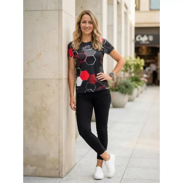  Hochwertiges Funktions-T-Shirt für Damen ALTISPORT VOJ/ALW037TR01 SCHWARZ UND ROT 
