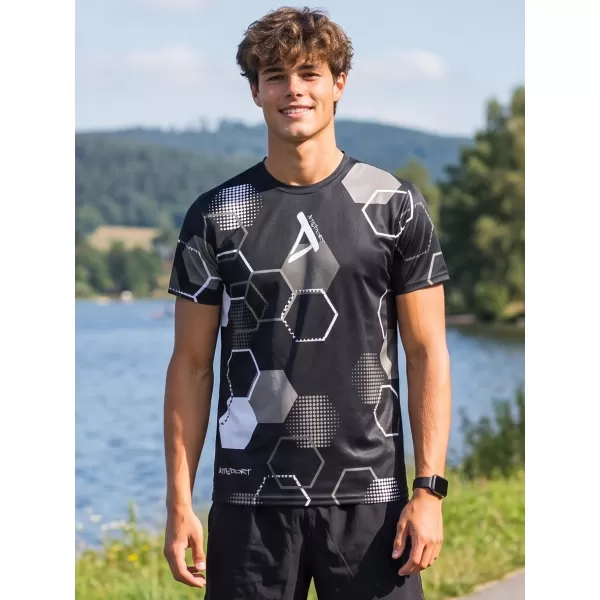  Funktionelles Premium-T-Shirt für Herren ALTISPORT VOJ/ALM037TR01 SCHWARZ UND WEIß 