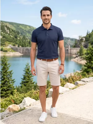 Herren-T-Shirt mit Kragen ALTISPORT NoPrint NP/ALM712 NAVY BLAU