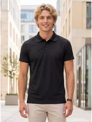 Herren-T-Shirt mit Kragen ALTISPORT NoPrint NP/ALM712 SCHWARZ