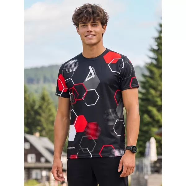  Funktionelles Premium-T-Shirt für Herren ALTISPORT VOJ/ALM037TR01 SCHWARZ UND ROT 