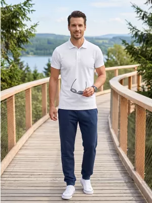 Herren-T-Shirt mit Kragen ALTISPORT NoPrint NP/ALM712 WEIß