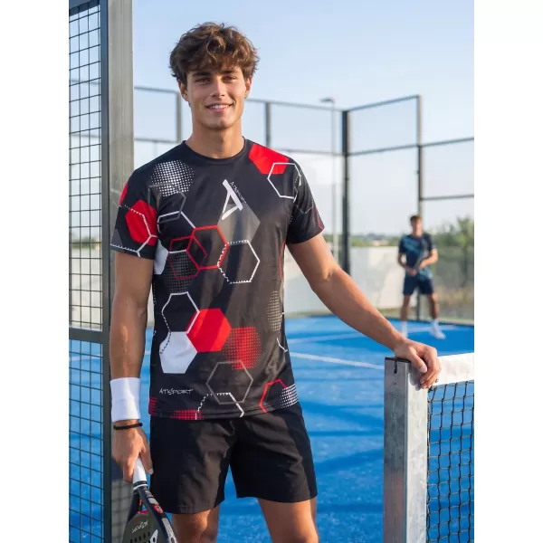  Funktionelles Premium-T-Shirt für Herren ALTISPORT VOJ/ALM037TR01 SCHWARZ UND ROT 