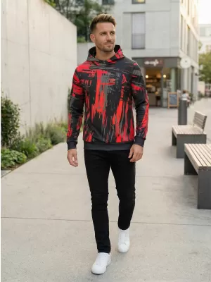 Premium-Sweatshirt für Herren ALTISPORT VOJ/ALM010MI01 SCHWARZ UND ROT
