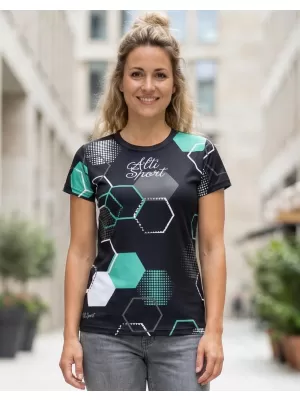 Hochwertiges Funktions-T-Shirt für Damen ALTISPORT VOJ/ALW037TR01 SCHWARZ/TÜRKIS