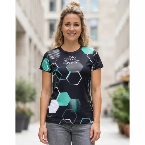  Hochwertiges Funktions-T-Shirt für Damen ALTISPORT VOJ/ALW037TR01 SCHWARZ/TÜRKIS 