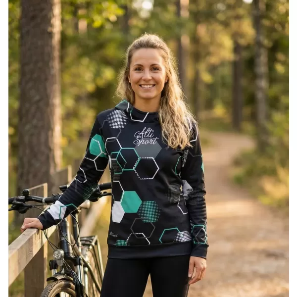  Hochwertiges Funktions-Sweatshirt für Damen ALTISPORT VOJ/ALW037MI01 SCHWARZ/TÜRKIS 