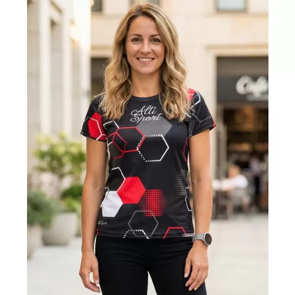  Hochwertiges Funktions-T-Shirt für Damen ALTISPORT VOJ/ALW037TR01 SCHWARZ UND ROT 