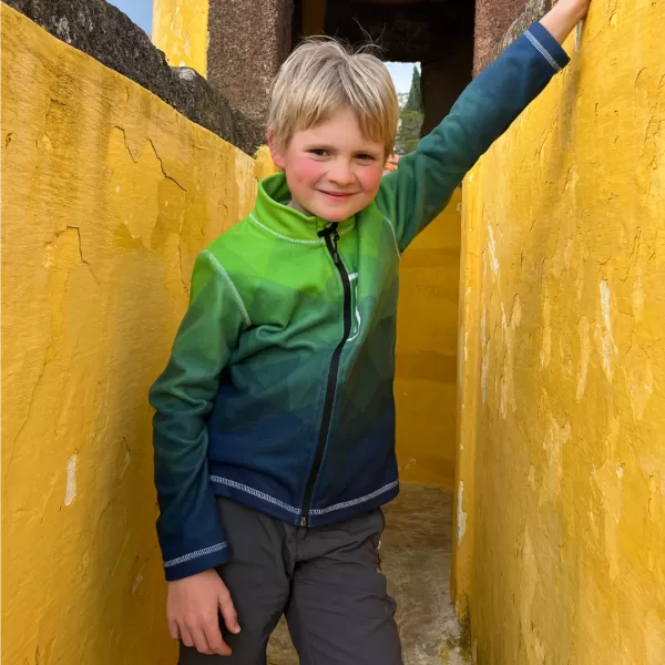  Fleece-Sweatshirt für Kinder WAMU MOZAIKA GRÜN 
