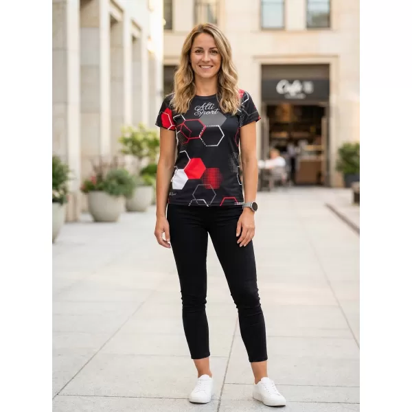  Hochwertiges Funktions-T-Shirt für Damen ALTISPORT VOJ/ALW037TR01 SCHWARZ UND ROT 