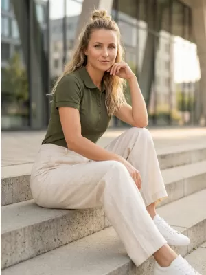 Damen-T-Shirt mit Kragen ALTISPORT NP/ALW012 MILITÄR