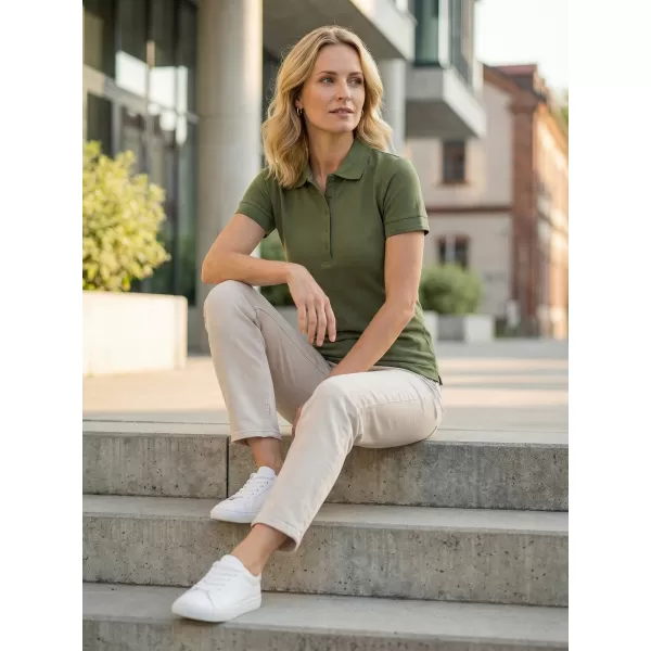  Damen-T-Shirt mit Kragen ALTISPORT NP/ALW012 KHAKI 