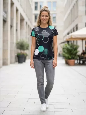 Hochwertiges Funktions-T-Shirt für Damen ALTISPORT VOJ/ALW037TR01 SCHWARZ/TÜRKIS