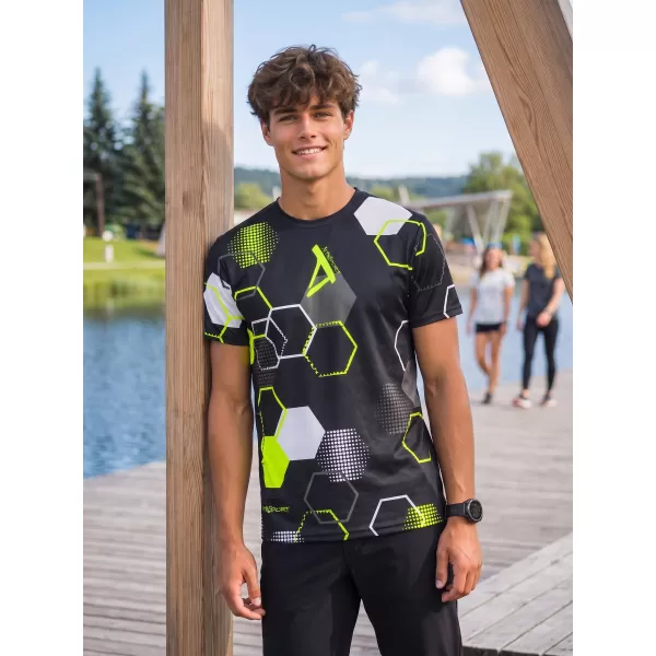  Funktionelles Premium-T-Shirt für Herren ALTISPORT VOJ/ALM037TR01 SCHWARZ UND GELB 