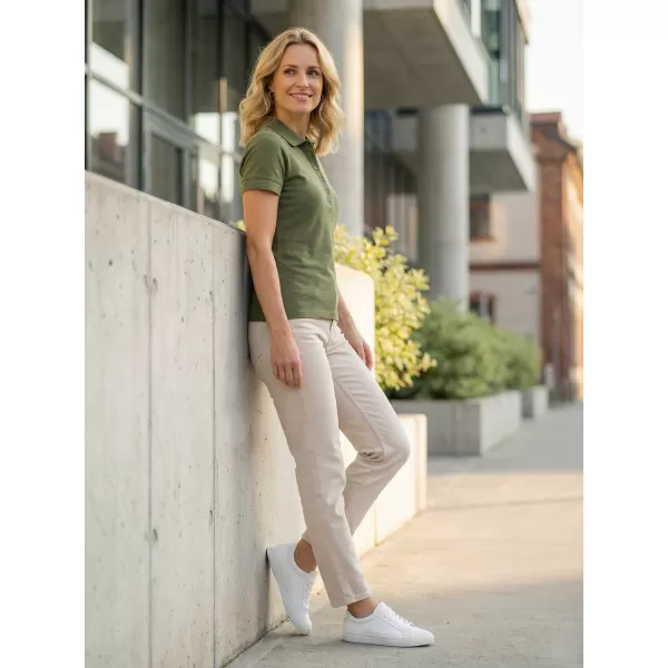  Damen-T-Shirt mit Kragen ALTISPORT NP/ALW012 KHAKI 
