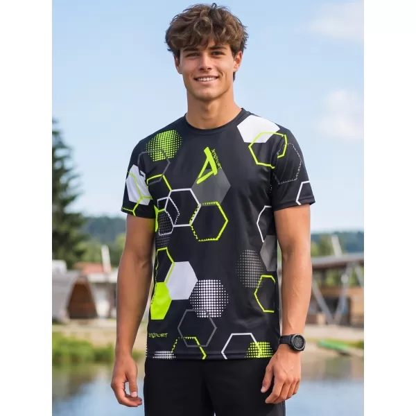  Funktionelles Premium-T-Shirt für Herren ALTISPORT VOJ/ALM037TR01 SCHWARZ UND GELB 