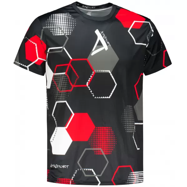  Funktionelles Premium-T-Shirt für Herren ALTISPORT VOJ/ALM037TR01 SCHWARZ UND ROT 