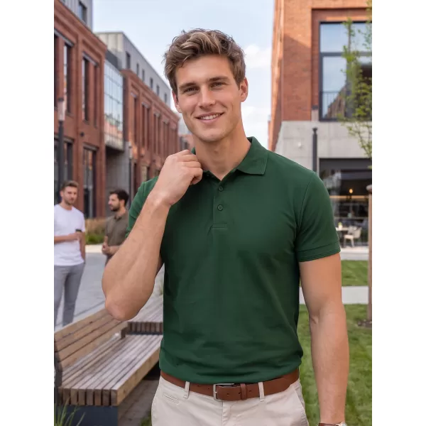  Herren-T-Shirt mit Kragen ALTISPORT NP/ALM302 DUNKELGRÜN 