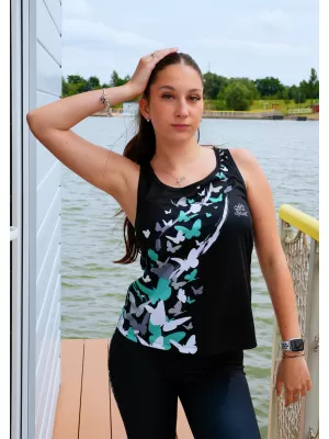 Hochwertiges Funktions-Tanktop für Damen ALTISPORT VOJ/ALW022TIL01 SCHWARZ/TÜRKIS
