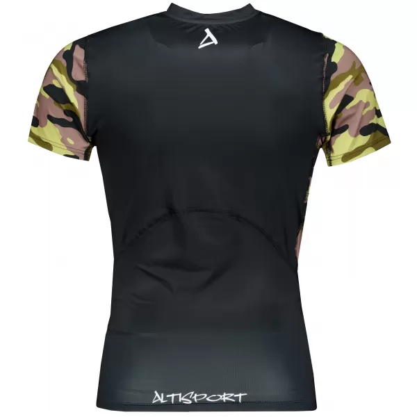  Hochwertiges Funktions-Kompressions-T-Shirt mit kurzen Ärmeln für Herren ALTISPORT VOJ/ALM038TR04 SCHWARZ UND GRÜN 