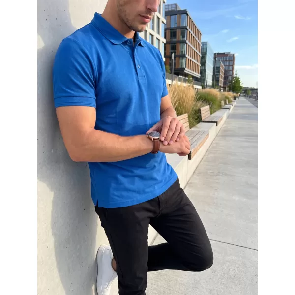  Herren-T-Shirt mit Kragen ALTISPORT NoPrint NP/ALM302 AZURBLAU 