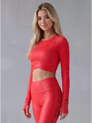 Hochwertiges Funktions-Crop-Top mit langen Ärmeln für Damen ALTISPORT VOJ/ALW000TR04 ROT