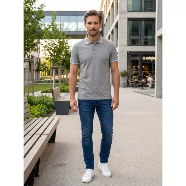  Herren-T-Shirt mit Kragen ALTISPORT NoPrint NP/ALM912 DUNKELGRAUE HIGHLIGHTS 