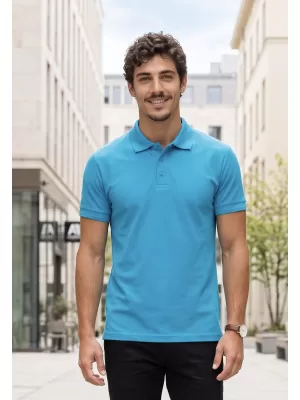 Herren-T-Shirt mit Kragen ALTISPORT NoPrint NP/ALM302 TÜRKIS