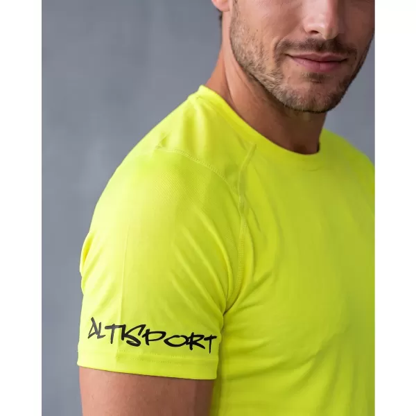  Hochwertiges Funktions-Kompressions-T-Shirt mit kurzen Ärmeln für Herren ALTISPORT VOJ/ALM000TR04 NEON GELB 