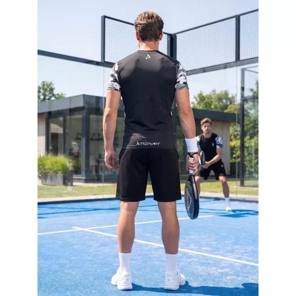  Hochwertiges Funktions-Kompressions-T-Shirt mit kurzen Ärmeln für Herren ALTISPORT VOJ/ALM038TR04 SCHWARZ UND WEIß 