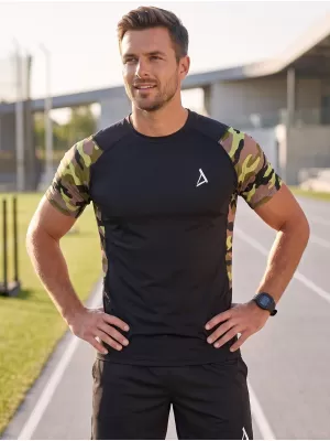 Hochwertiges Funktions-Kompressions-T-Shirt mit kurzen Ärmeln für Herren ALTISPORT VOJ/ALM038TR04 SCHWARZ UND GRÜN