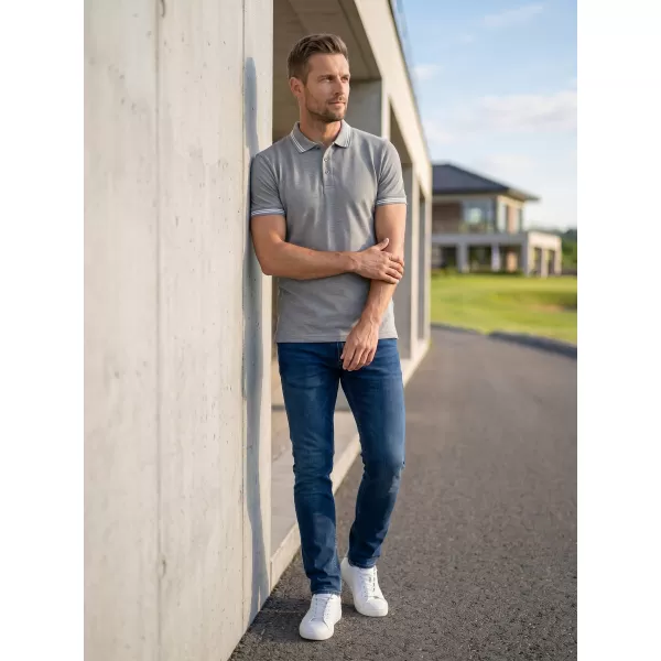  Herren-T-Shirt mit Kragen ALTISPORT NoPrint NP/ALM912 DUNKELGRAUE HIGHLIGHTS 