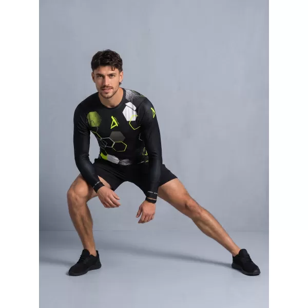  Hochwertiges funktionelles Kompressions-T-Shirt für Herren ALTISPORT VOJ/ALM037TR03 SCHWARZ UND GELB 