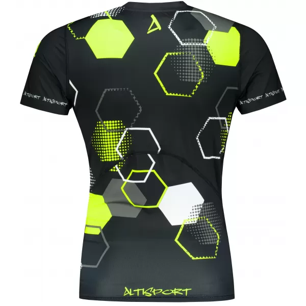  Hochwertiges Funktions-Kompressions-T-Shirt mit kurzen Ärmeln für Herren ALTISPORT VOJ/ALM037TR04 SCHWARZ UND GELB 