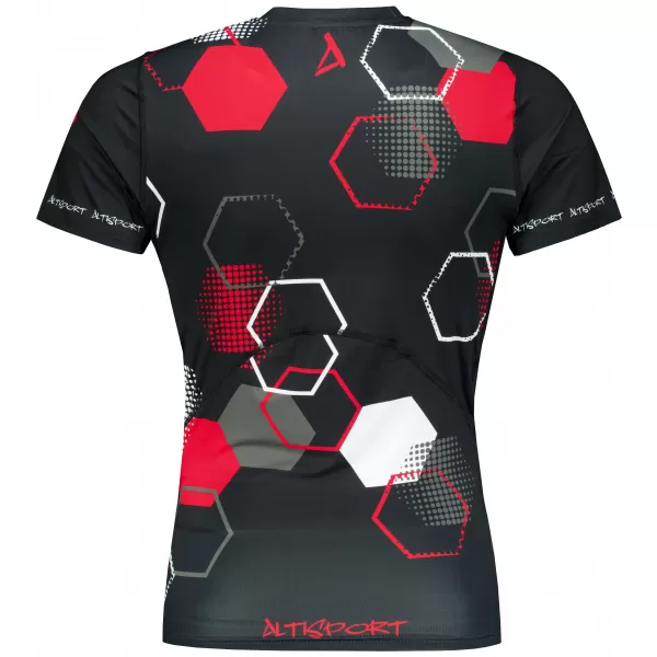  Hochwertiges Funktions-Kompressions-T-Shirt mit kurzen Ärmeln für Herren ALTISPORT VOJ/ALM037TR04 SCHWARZ UND ROT 