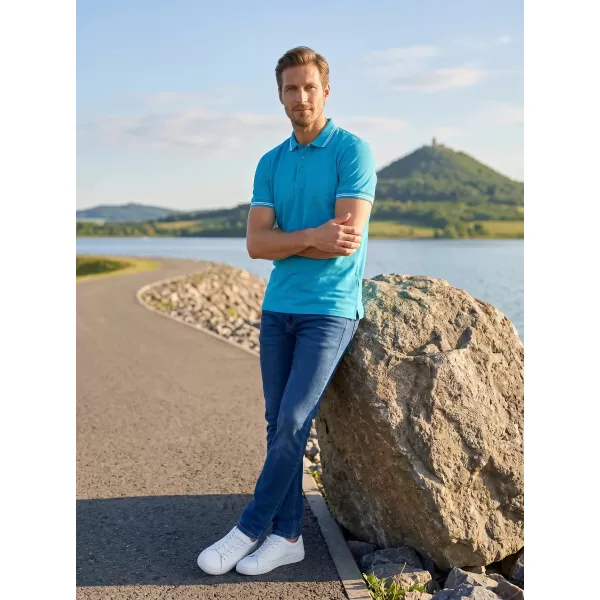  Herren-T-Shirt mit Kragen ALTISPORT NoPrint NP/ALM912 TÜRKIS 