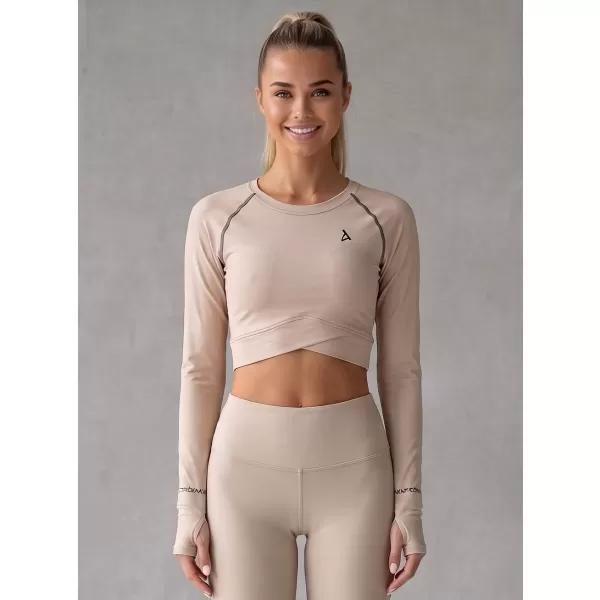  Hochwertiges Funktions-Crop-Top mit langen Ärmeln für Damen ALTISPORT VOJ/ALW000TR04 BRAUN 