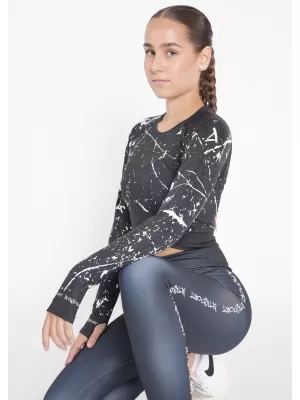 Hochwertiges Funktions-Crop-Top mit langen Ärmeln für Damen ALTISPORT VOJ/ALW034TR04 SCHWARZ