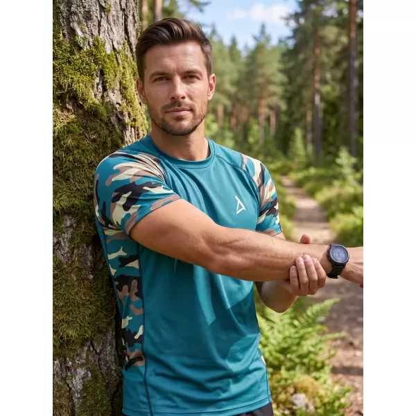  Hochwertiges Funktions-Kompressions-T-Shirt mit kurzen Ärmeln für Herren ALTISPORT VOJ/ALM038TR04 KEROSIN/BRAUN 
