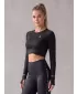 Hochwertiges Funktions-Crop-Top mit langen Ärmeln für Damen ALTISPORT VOJ/ALW000TR04 SCHWARZ