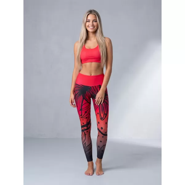  Lange Premium-Funktionsleggings für Damen ALTISPORT VOJ/ALW045LEG01 ROT UND SCHWARZ 